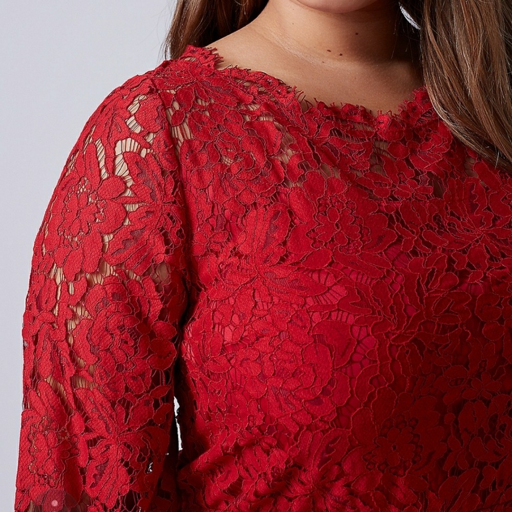 🆕 Lane Bryant SCALLOP-EDGE LACE FIT & FLARE DRESS - Picture 2 of 3